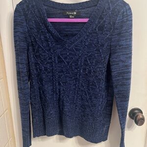 Forever 21 Deep Blue V-Neck Sweater
